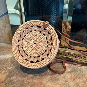 Round Woven Cross Body Bag